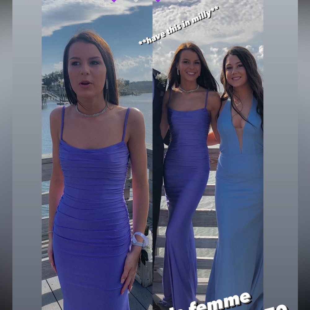 selling this beautiful prom dress. brand: la femme can fit anywhere from 0-4